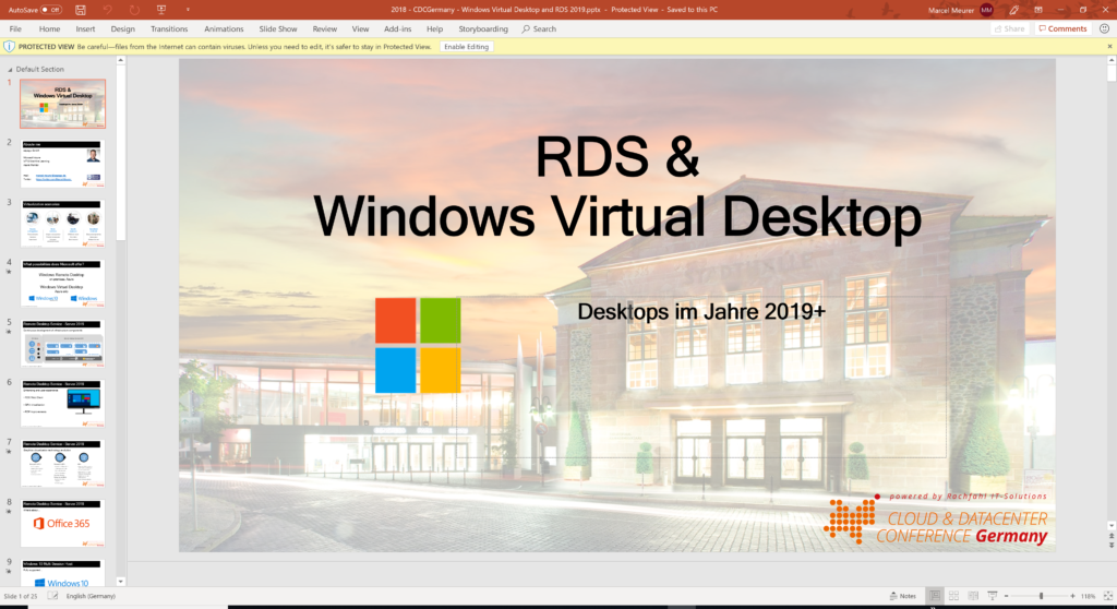 CDC Germany: RDS and Windows Virtual Desktop – Desktops in the year 2019 and beyond