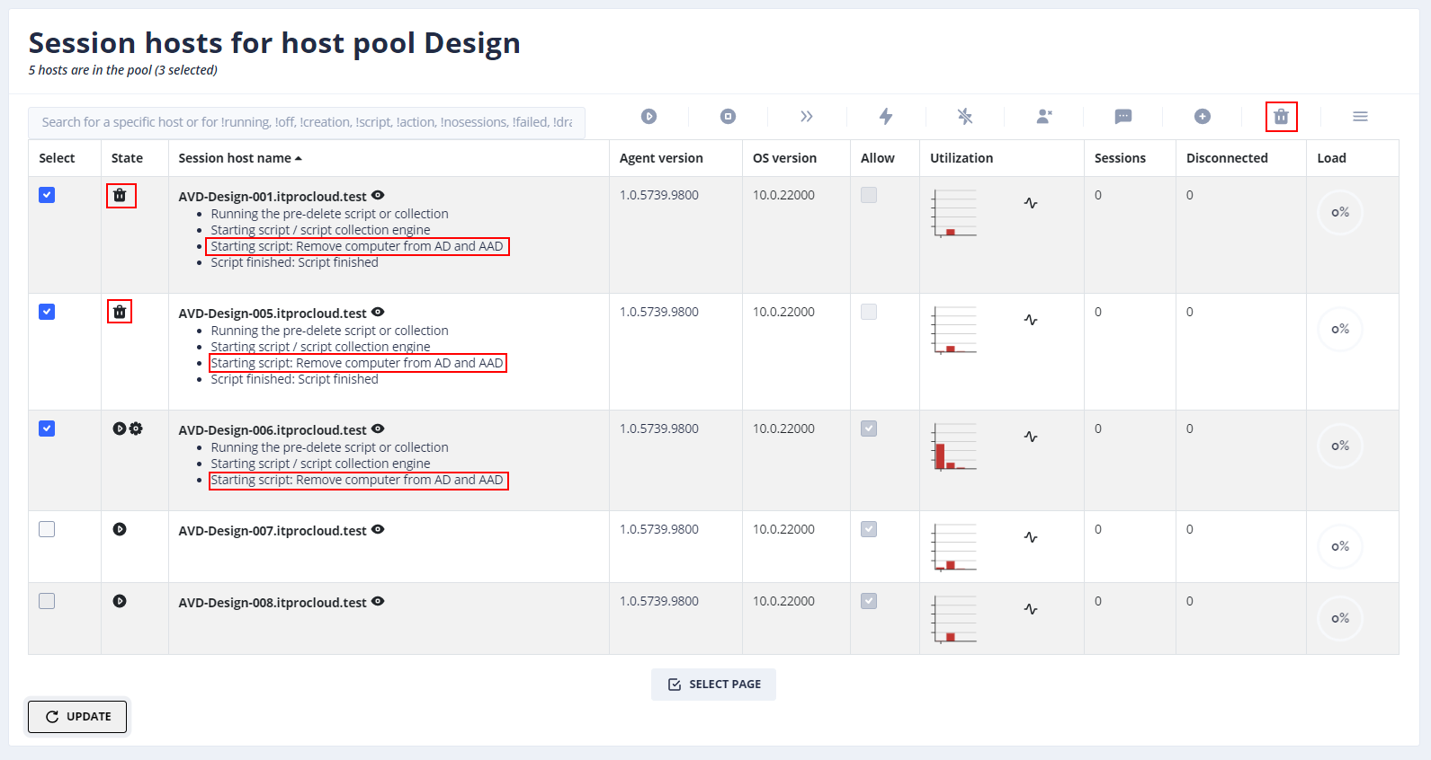 Automatically remove a computer object from AD while removing a session host in AVD