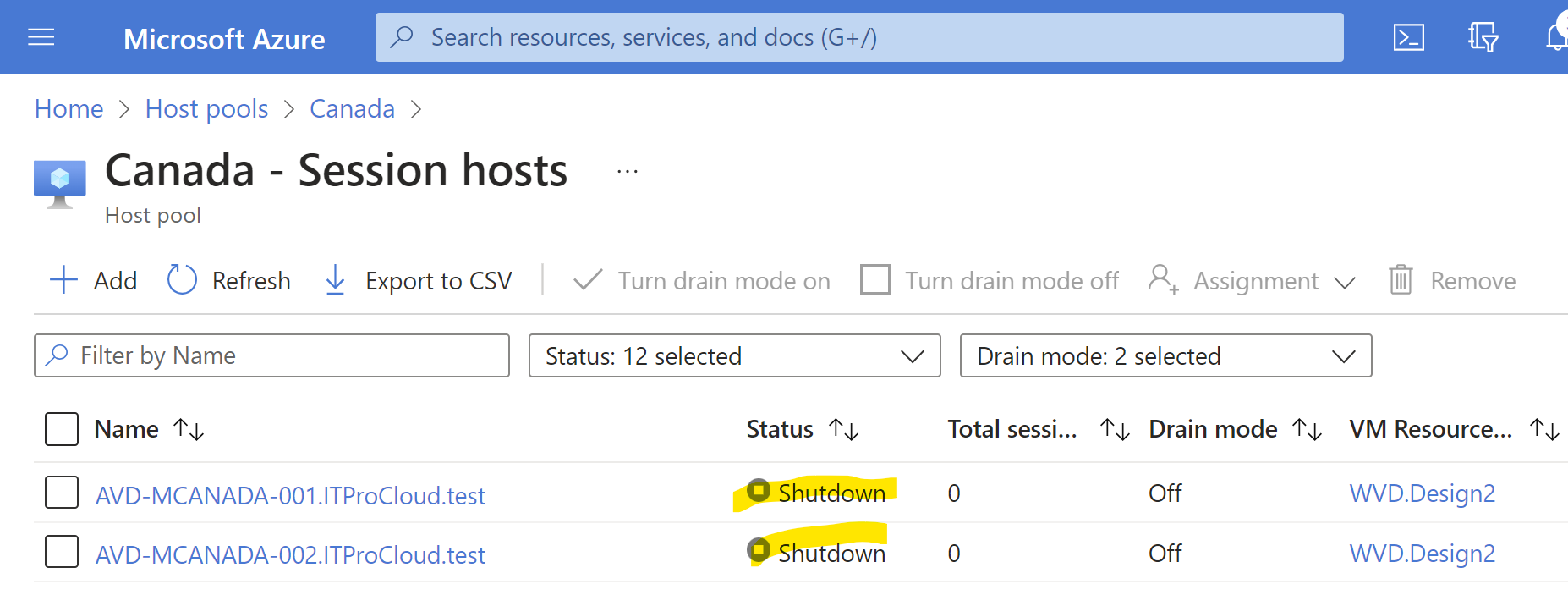 Session hosts are not available in Azure Virtual Desktop, but VMs are running. 