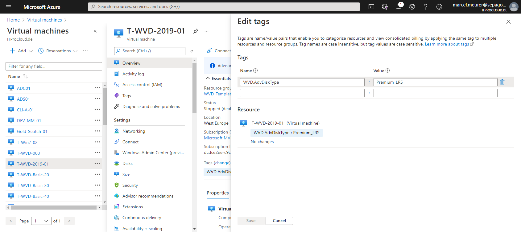 Changing the disk type automatically while starting or deallocating a session host / VM for WVD