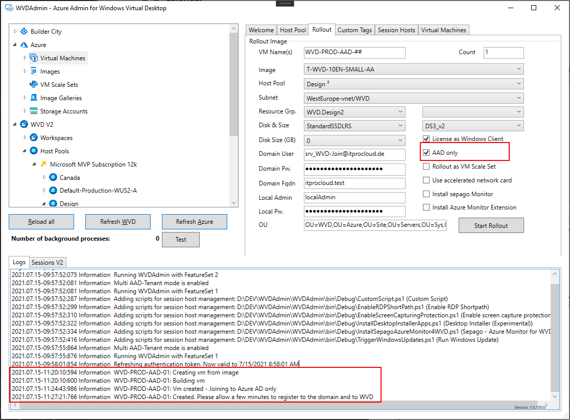 WVDAdmin supports AAD only deployments for AVD / WVD - AAD: Azure AD